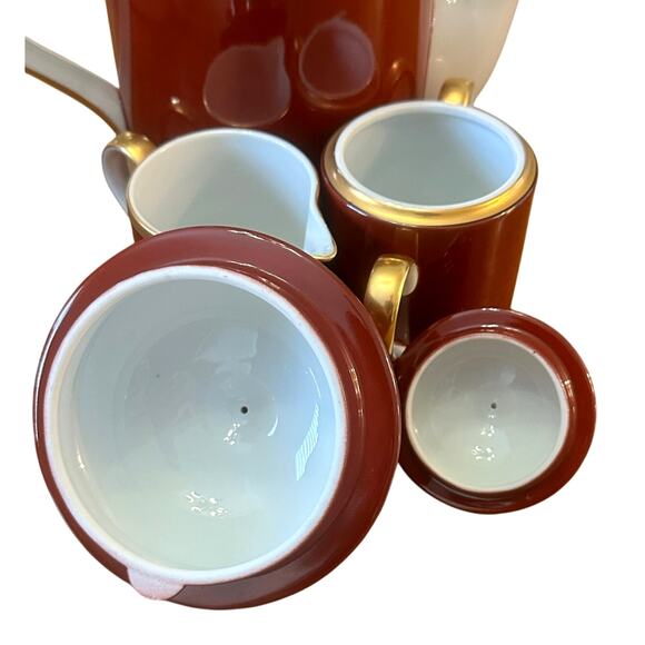 Fitz & Floyd Renaissance 'Cinnabar' Tea/Coffee Pot Sugar and Creamer Set - Picture 4 of 8